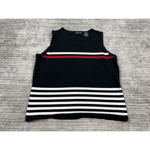 George Sweater Womens Large Black Striped Sleeveless Thin Knit Vintage